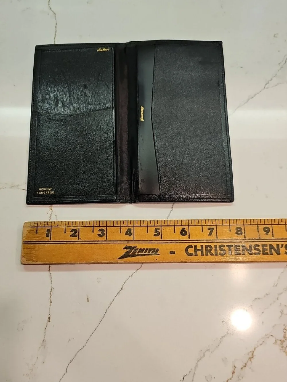 Genine Kangaroo Black Leather Checkbook or Card Holder